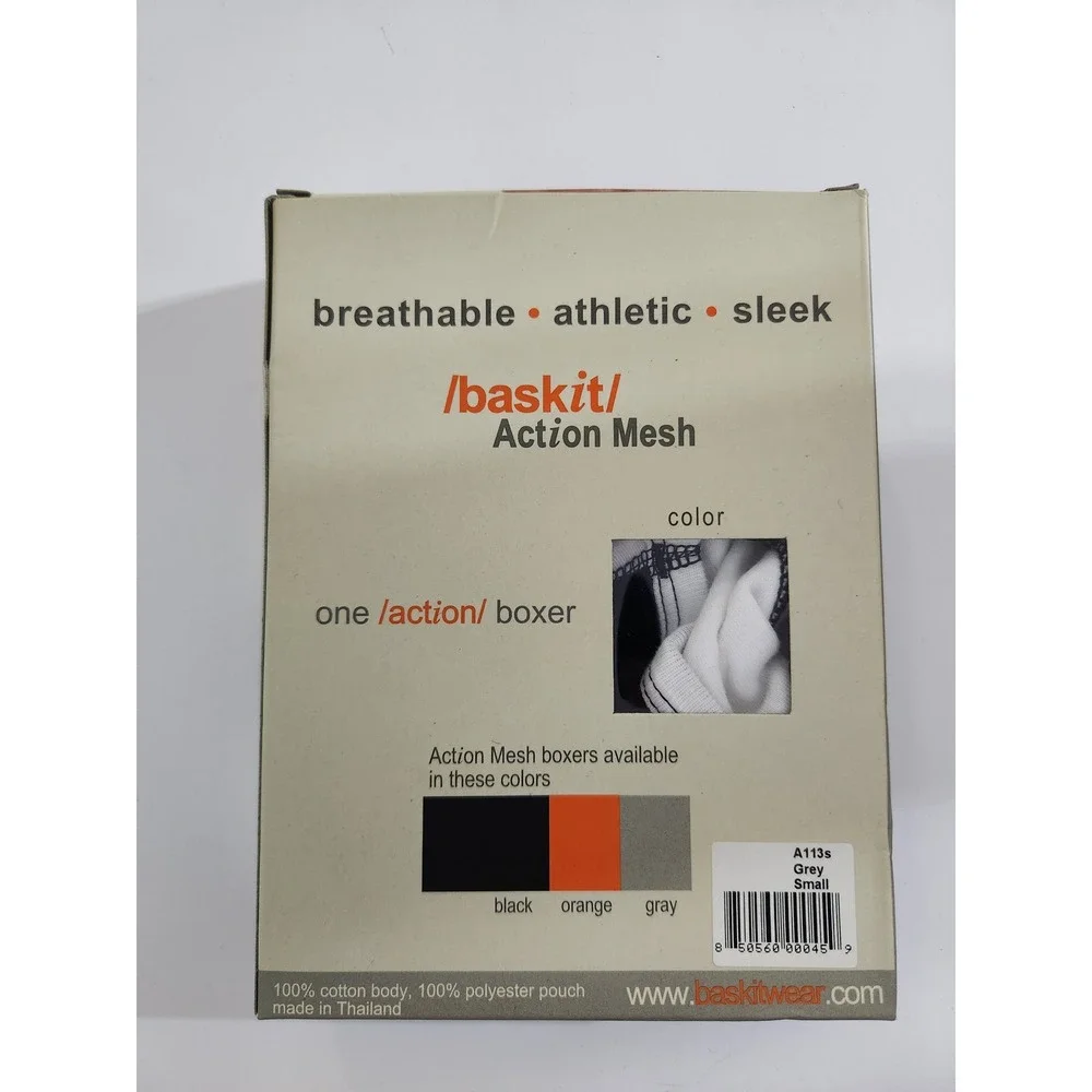 Baskit Action Mesh Boxer Grey White Black Athletic‎ Vintage Small